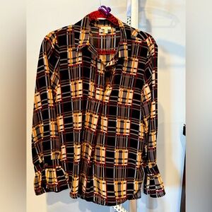 Plaid tunic silky top